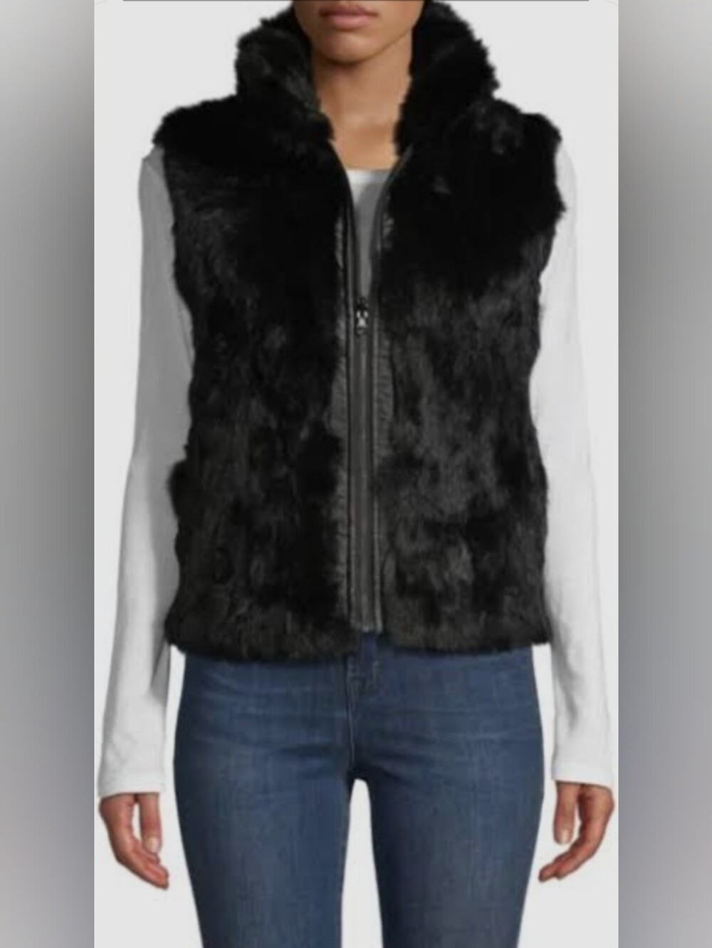 Jennyfer J Rabbit Fur Zip Vest
